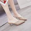 Fashion 2024 Mesh Diamond-tipped Half Slippers New Women Fashion Women's Shoes Pointed Crystal High Heels Sandals