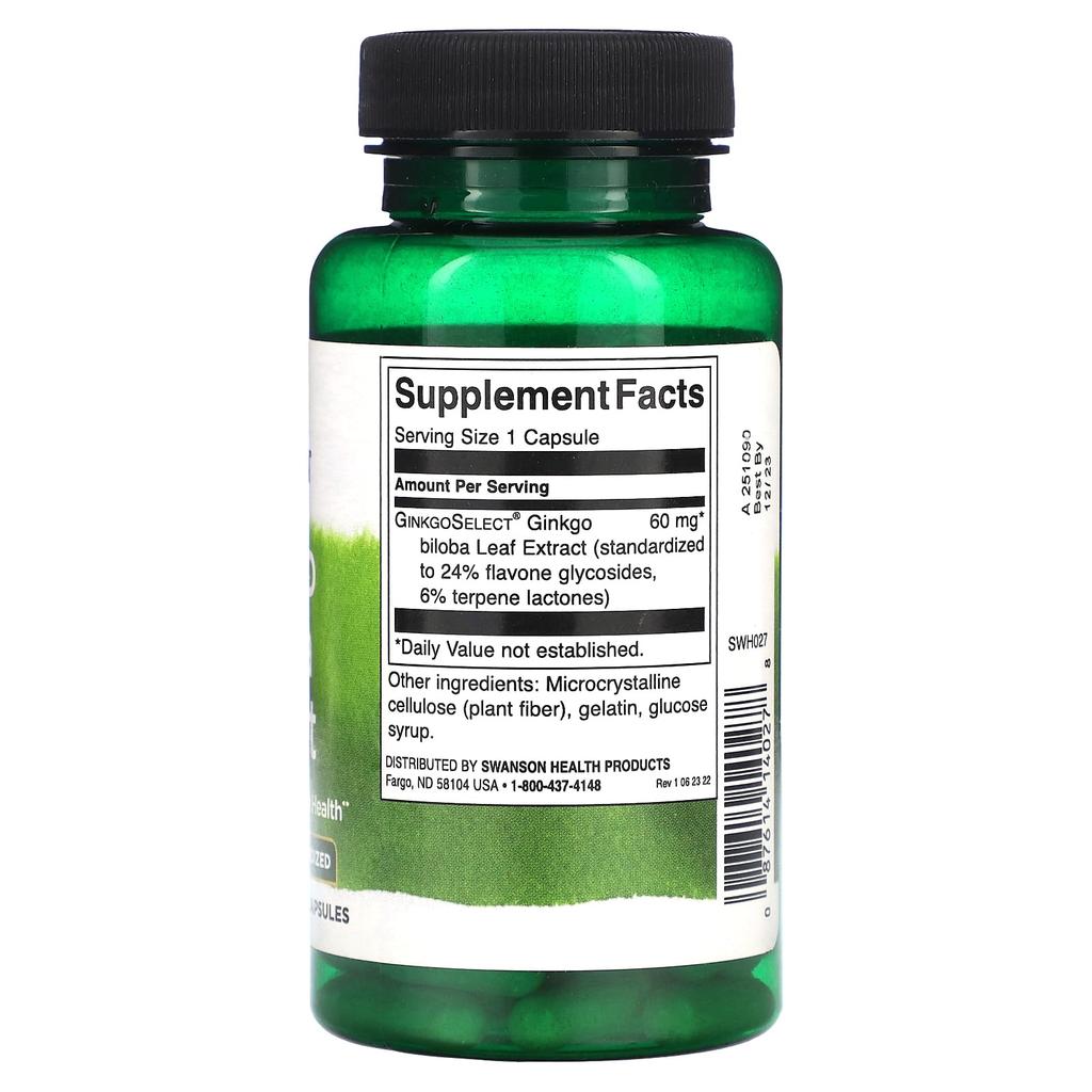 Ginkgo Biloba Extract, 60Mg, 120 Capsules