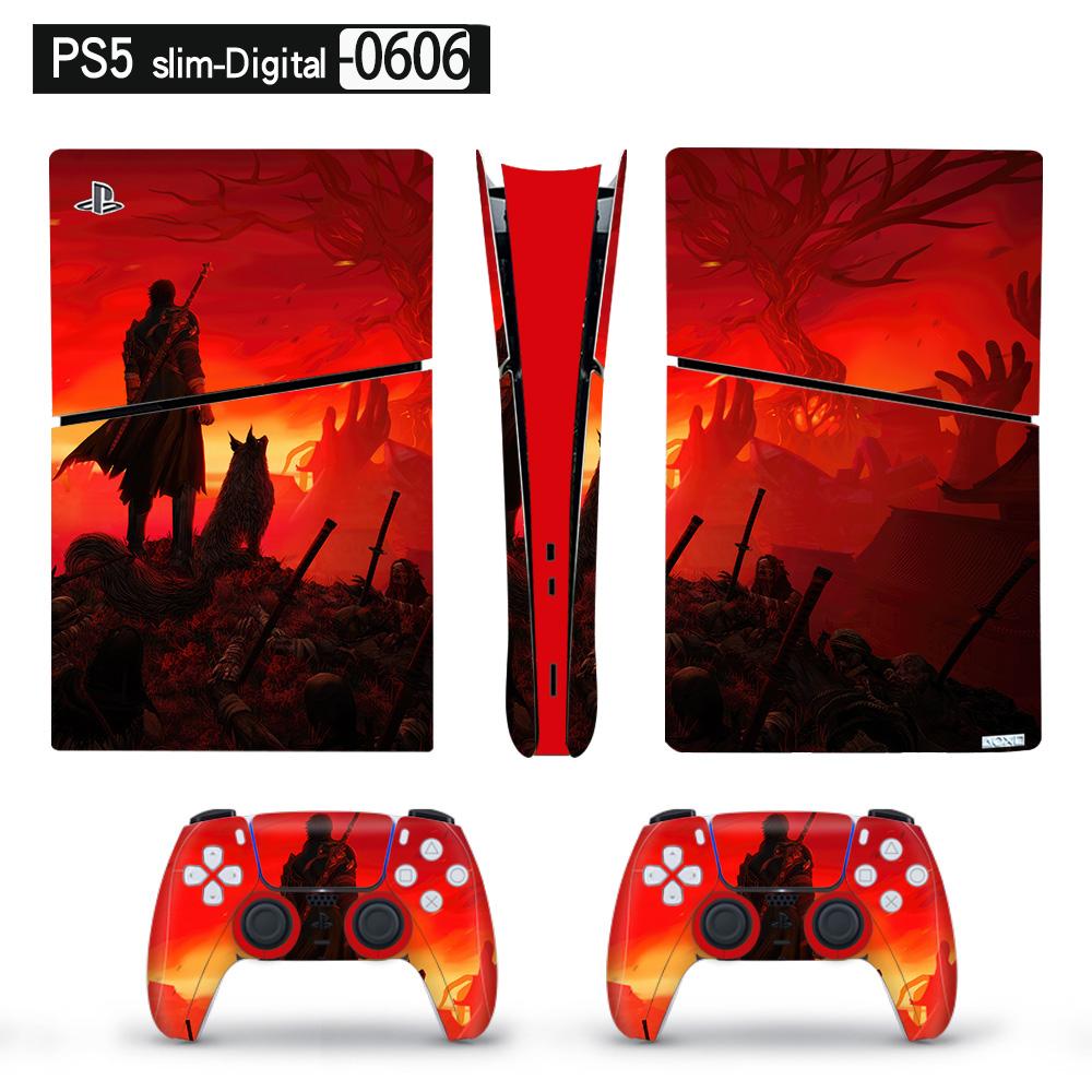Художественная виниловая наклейка для тонкой цифровой консоли PS5 и 2 контроллеров, наклейка