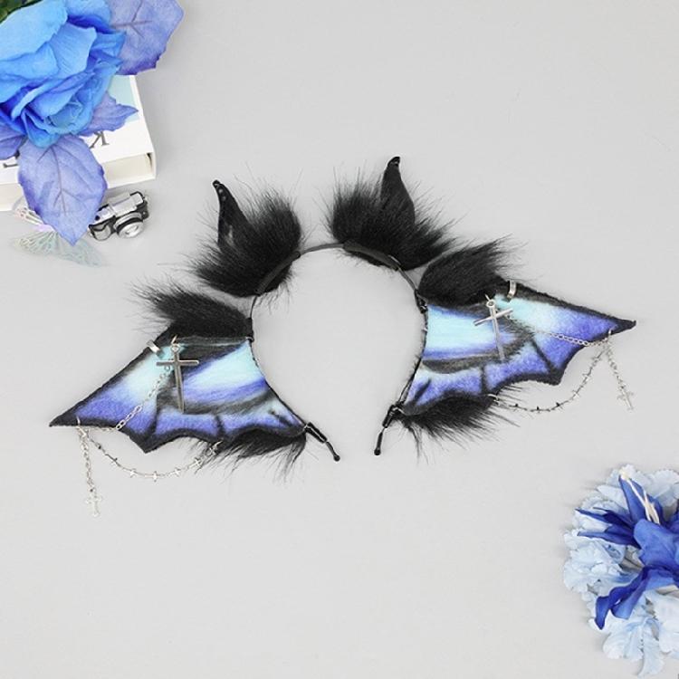 Плюшевая повязка на голову с крыльями летучей мыши Костюм для косплея Ободок для маскарада Вечеринки Повязка на голову Аниме Головной убор Аксессуар для ролевых игр