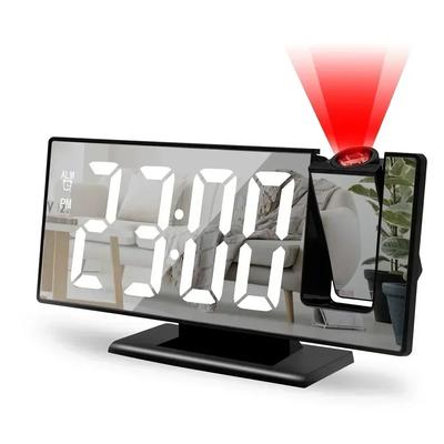 Проекция вращения на 180° с функцией повтора сигнала времени, температуры, цифровые настольные часы с USB-проектором на 12/24 часа, светодиодные часы