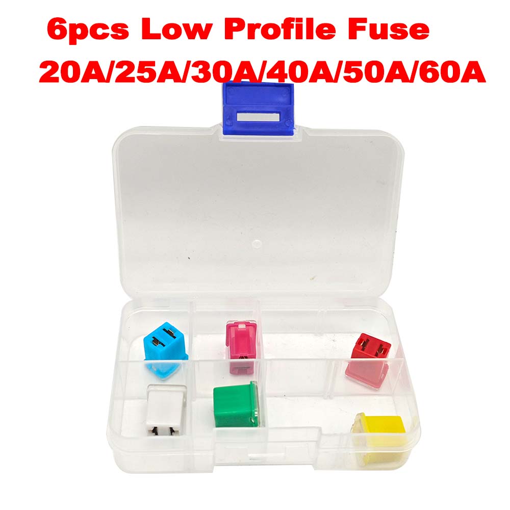 6Pcs Jcase Fuse Kit Mini Jcase Fuse Assortment Tall Profile Plug-in Type Fuse for Trucks Cars(20A 25A 30A 40A 50A,60A) Fuse Holders1