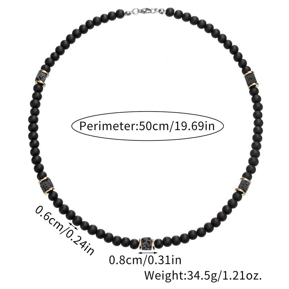 Мужское модное ожерелье из бусин лавового камня - Европейский и американский хип-хоп стиль