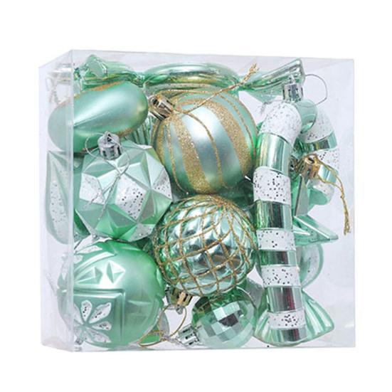 16 шт. Рождественские шары, украшения для елки, пластиковые трости, леденцы, колокольчики, подвесные украшения, праздничные принадлежности для вечеринок