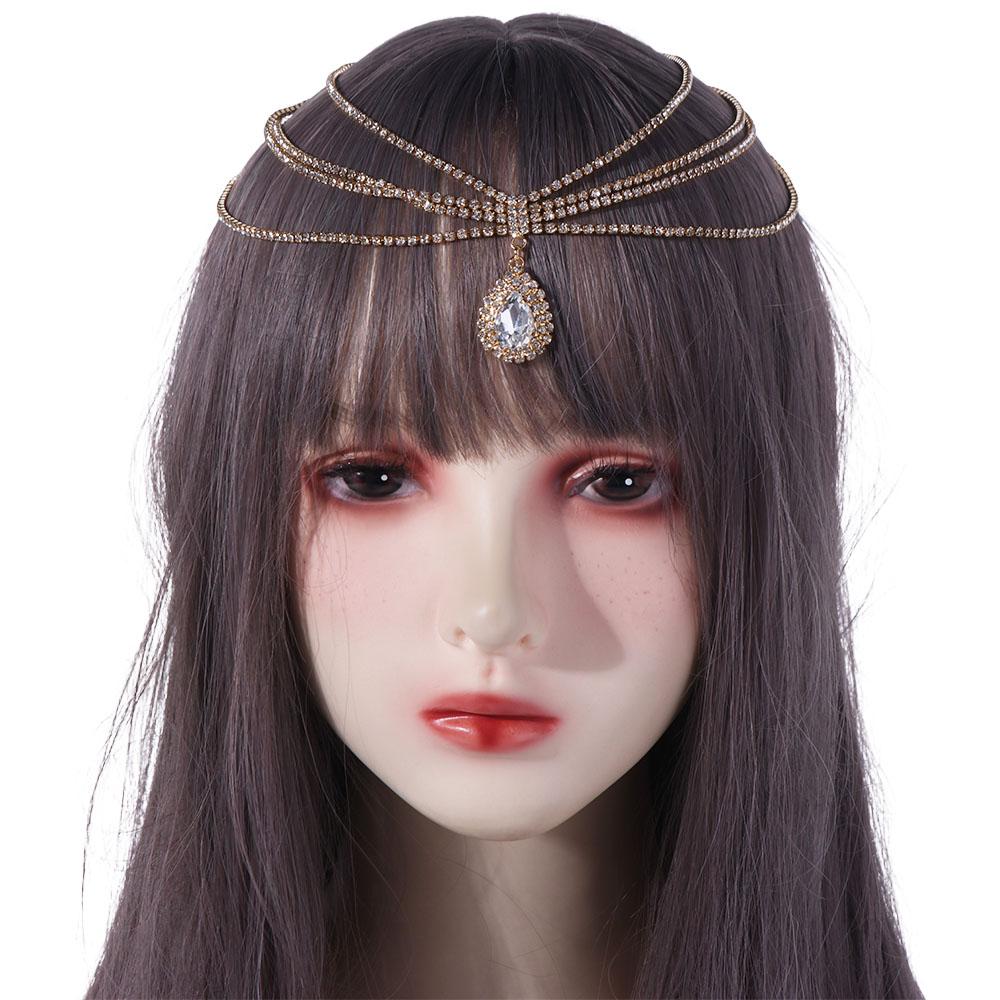 Головной убор Стразовая цепочка на голову Капля воды Бохо повязка на голову Роскошная цепочка на лоб Вечеринка