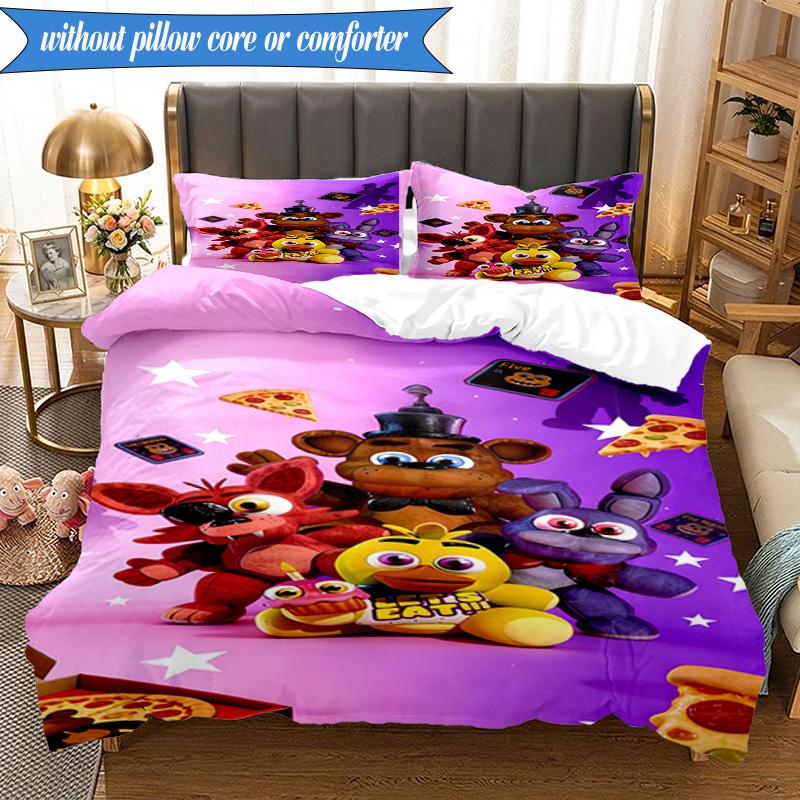 3PCS Five Nights Party Bedding Set,Including 1pc Duvet Cover And 2pcs Pillowcases Perfect for Bedroom, Dormitory, Fan Christmas gift