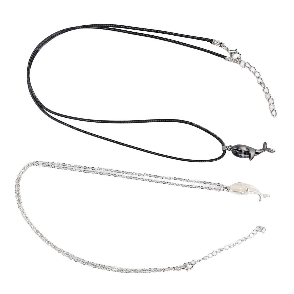2pcs Couple Necklace Alloy Exquisite Cute Whale Shaped Pendant Magnet Necklace Jewelry Accessory Gift