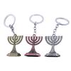 Jewish Keychain for Hanukkah Celebration Zinc Alloy Jerusalem Candlestick Jewish Symbolism Menorah Shape