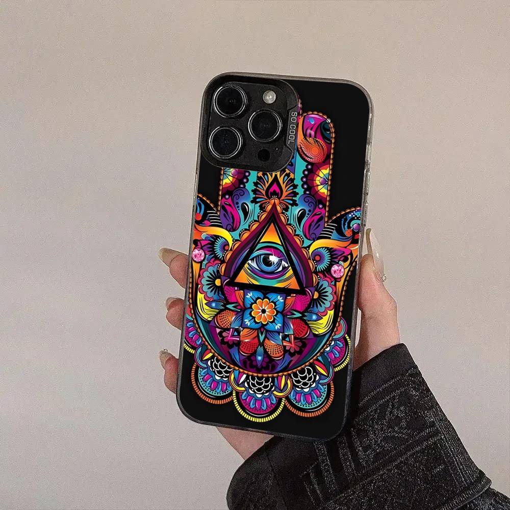 Чехол для телефона Mandala Chakra Yoga для IPhone 17 Air 16 15 14 11 12 13 Pro Max Plus X XR XS Цветной Серебристый Жесткий Чехол