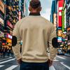 Men's Contrasting Color  Loose Casual Fleece  Stand Up Collar Pullover Half Zipper Long Sleeved Sweatshirt