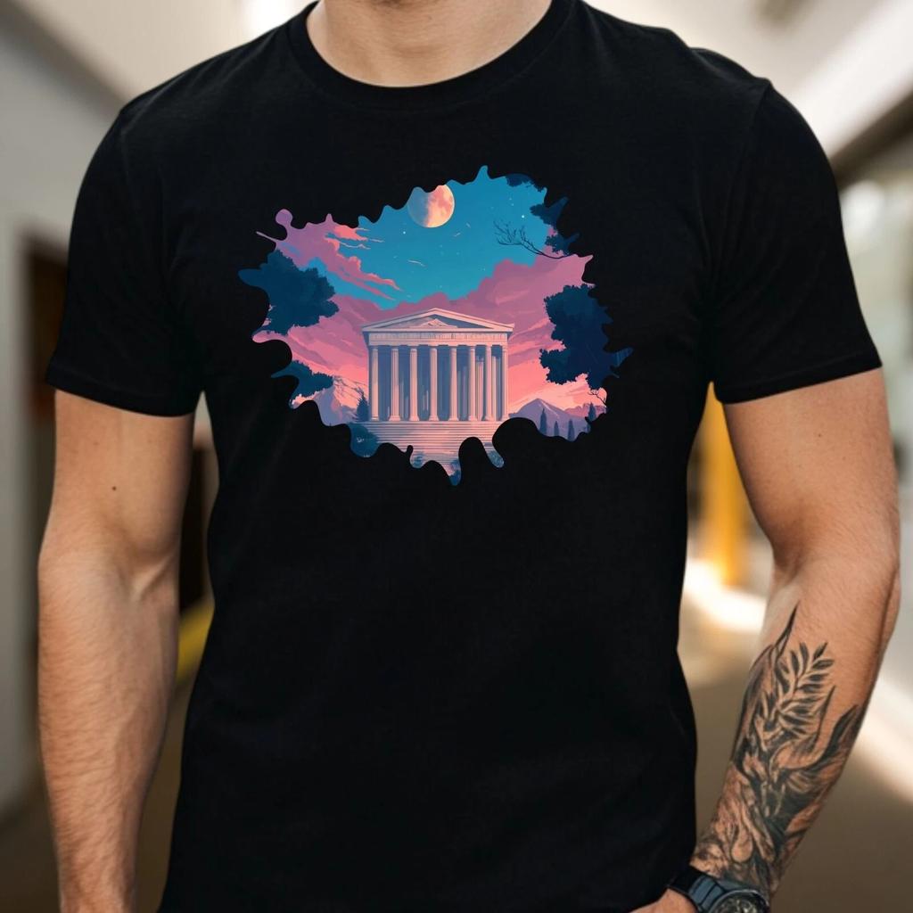 T-Shirt Herren Artemis Tempel Motiv Baumwolle Größe XS bis 5XL