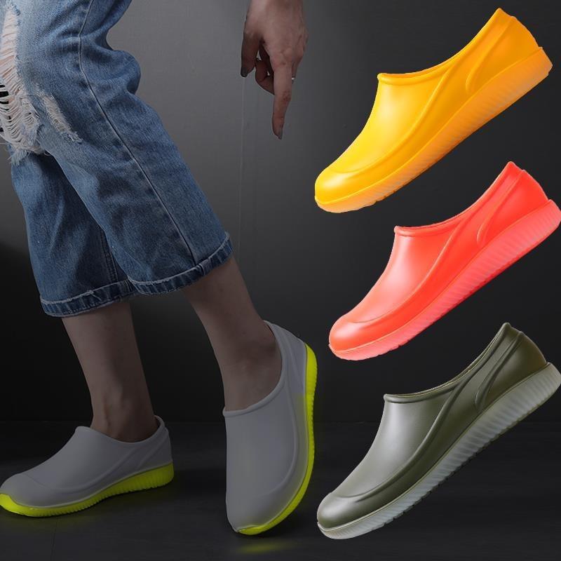 Rain Shoes Men's and Women's Fashion Outer Wear Water Shoes Non-slip Rubber Shoes Low-top Summer Reflective Short Rain Boots Kitchen Work