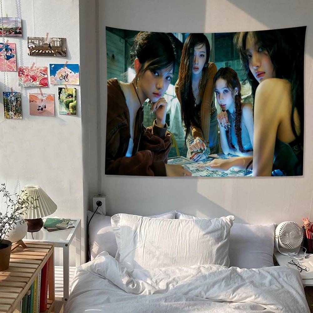 Korean Kpop Group AAespas Printed Large Wall Tapestry Art Science Fiction Room Home Decor Decor Blanket