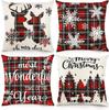 Christmas 4 Piece Throw Pillow Set Red Throw Pillow Sofa Cushion Linen Printed Cushion Bedside Cushion