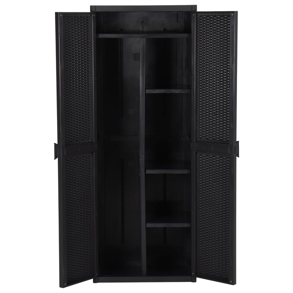 vidaXL Garden Storage Cabinet Black 65 x 45 x 172 cm PP Rattan