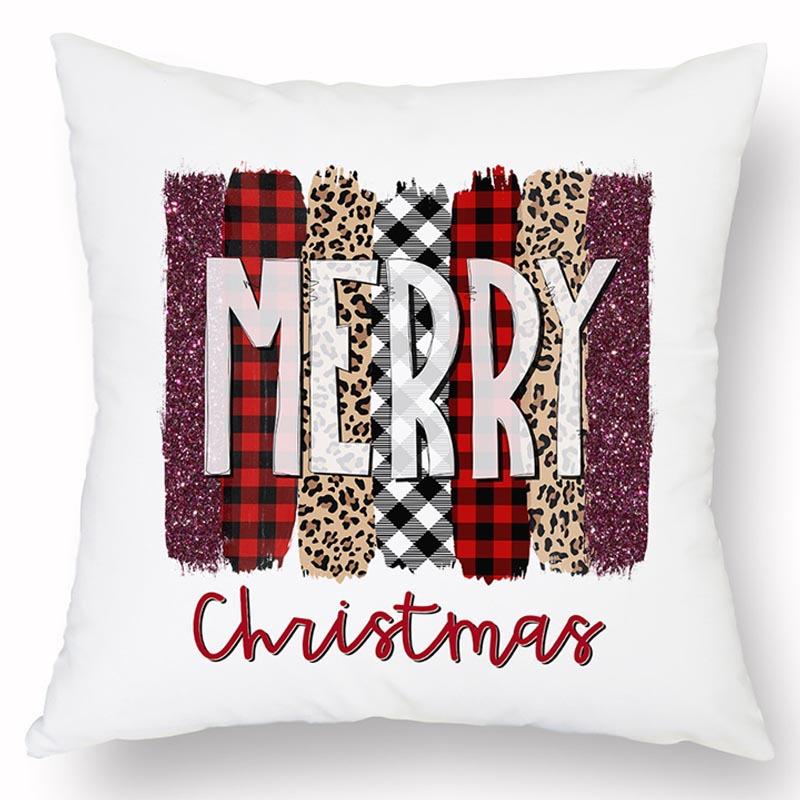 Новая Рождественская Льняная Наволочка с Принтом Домашний Диван Гостиная Праздничная Грязеотталкивающая Подушка
