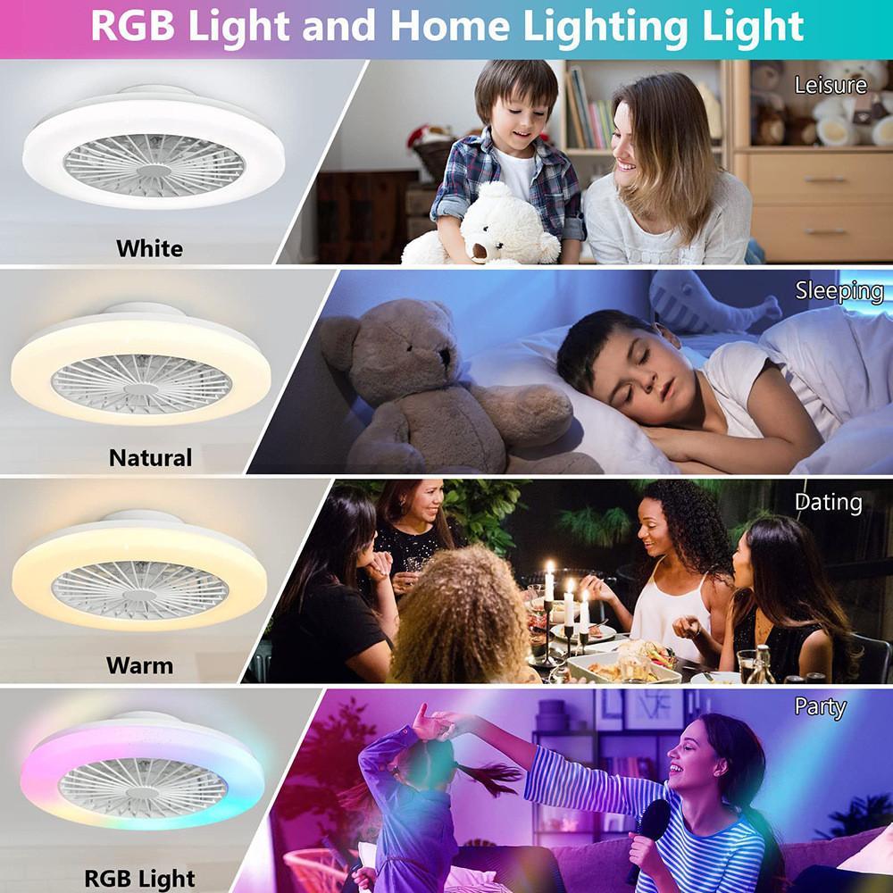 Современный минимализм потолочный вентилятор с подсветкой 50 см бытовой RGB потолочный вентилятор с подсветкой Bluetooth переменная частота вентилятор для спальни лампа