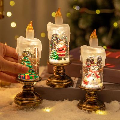 Рождественские светодиодные свечи без пламени, работающие от батареек, Санта, снег, декоративная лампа для дома, крыльца, столешницы, украшение для вечеринки