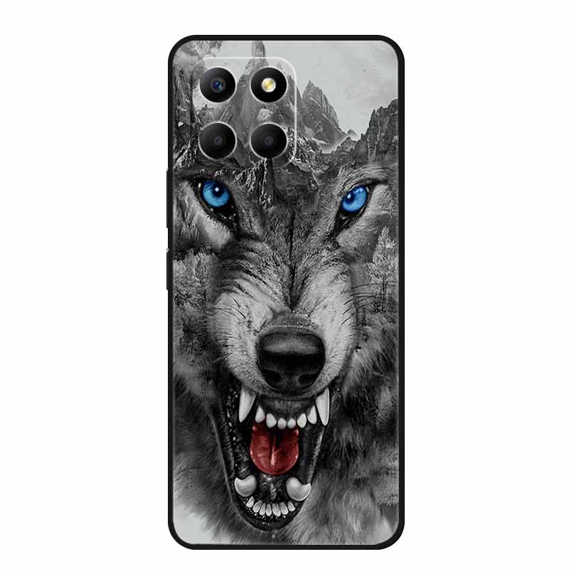 Чехол для Honor X6a Животные ТПУ Силикон Мягкая Задняя Крышка Телефона для Huawei Honor X6a HonorX6A 2023 Защитный Волк Черный Крутой Чехол