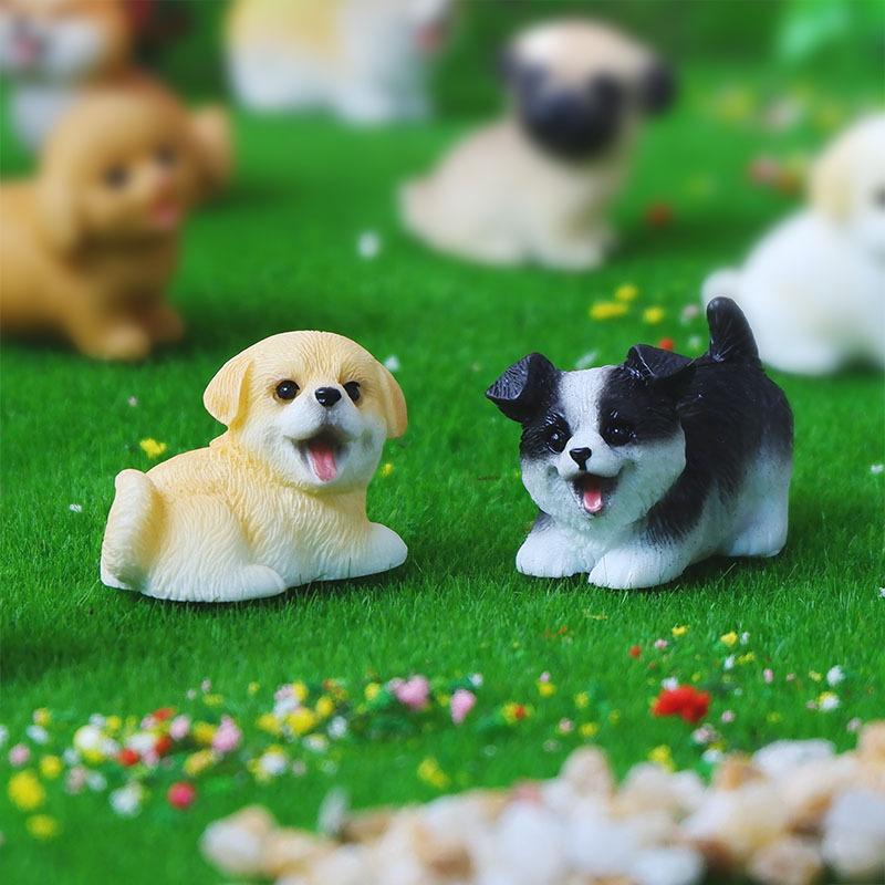 1Pc Resin Craft Miniature Figure Tiny For Bonsai Microlandscape Fairy Garden Decor Cute Small Dog Puppy Animal Decoration