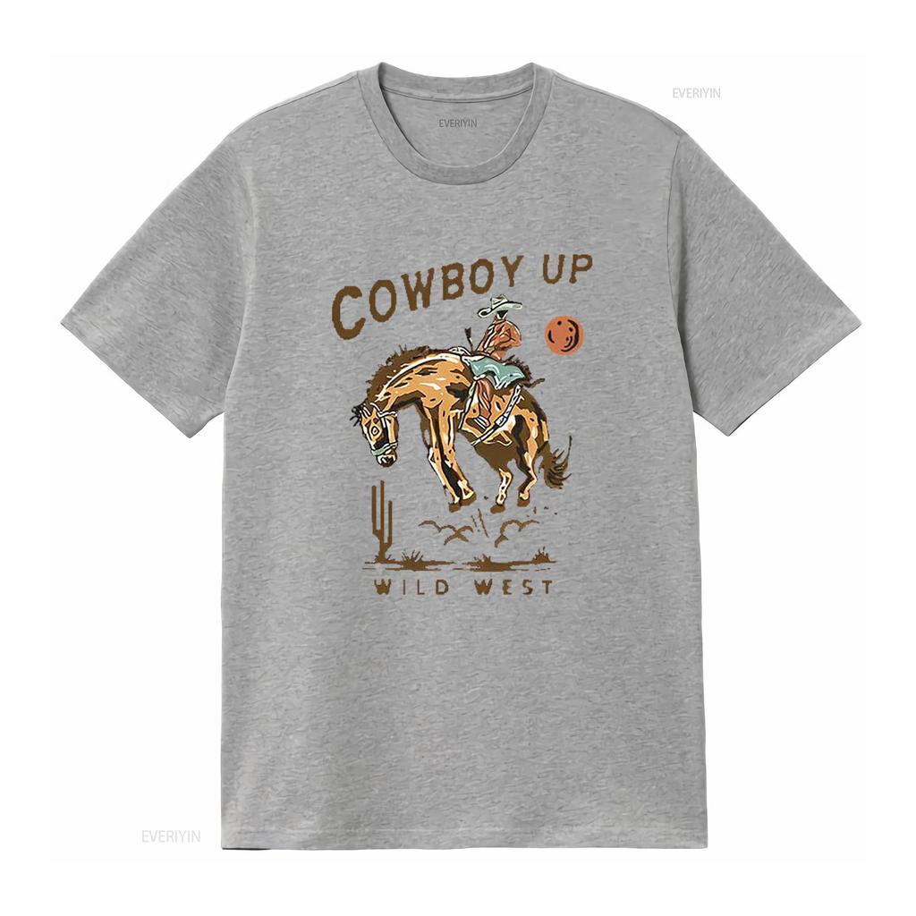 COWBOY UP ДИКИЙ ЗАПАД Американский Ретро Круглый Вырез Женская Футболка Черная X Large винтажный Стиранный Растягивающийся Топ Для Повседневной Носки