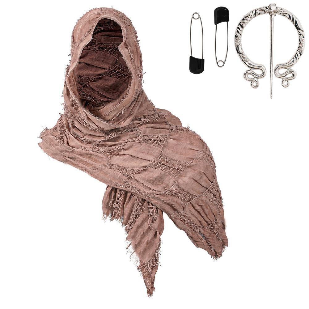Popular Medieval Style Medieval Cloak With Viking Brooch Beggar Style Hooded Shawl Scarf Scarf Cape Pop Culture Events