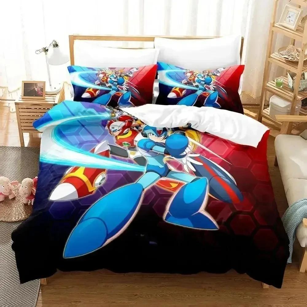 Постельное белье Mega Man X DiVE Односпальное Двуспальное Полный Размер Queen King Размер Комплект Постельного Белья Для Взрослых Мальчиков Спальня Комплекты Пододеяльников 3D Аниме Комплект Постельного Белья