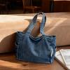 Стильная джинсовая сумка-тоут для женщин – Повседневная холщовая наплечная сумка в стиле канвас с боковыми карманами и прочной конструкцией, идеально подходит для ежедневного использования