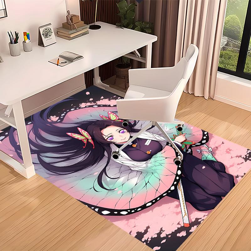 1pc Demon Slayer characters2 Print Area Rug - Soft, Washable Non-Slip Indoor Mat for Office Chairs, Living Room, Home Office Decorative Rug