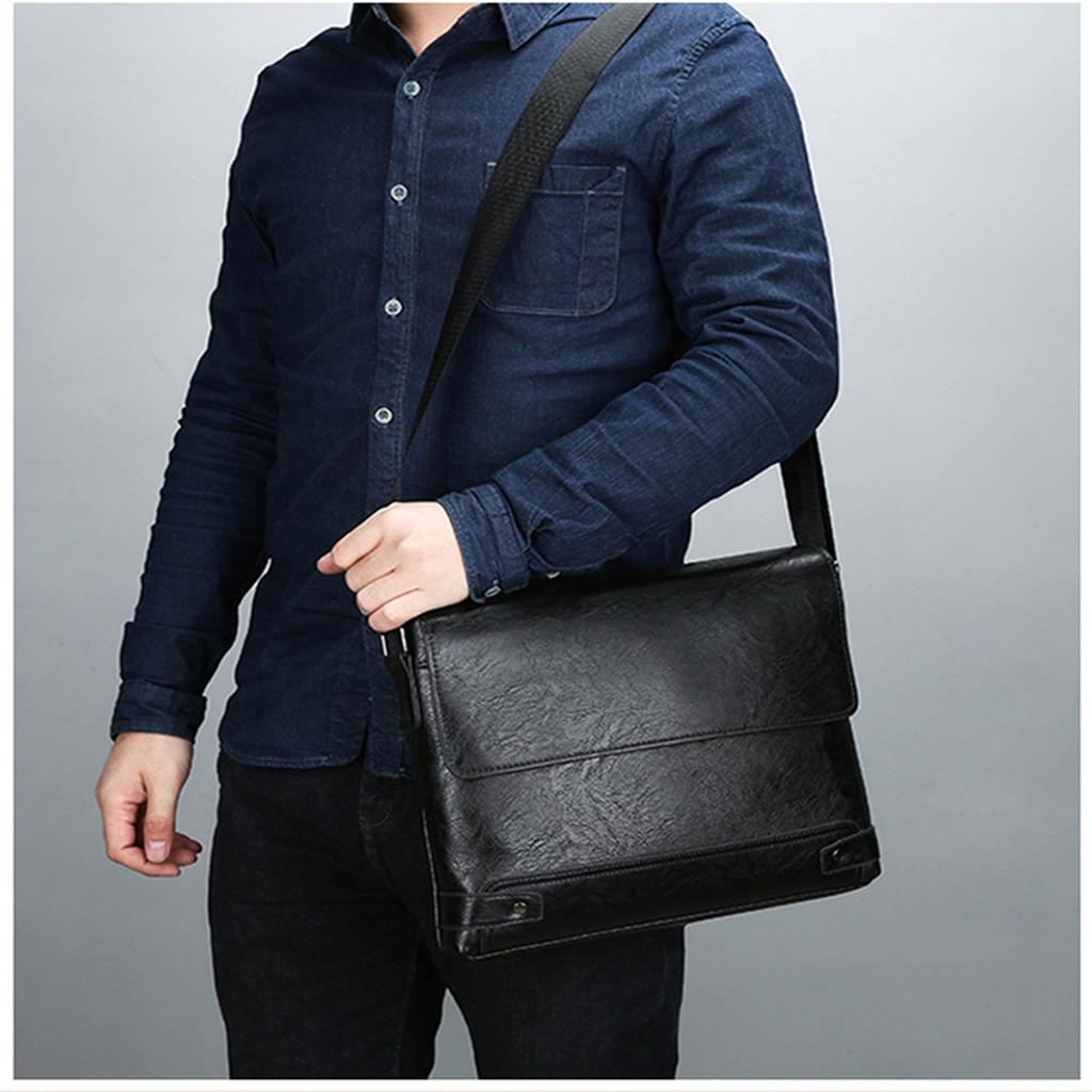 Briefcase for Men PU Tote Commuting Laptop Shoulder Executive Business Work Messenger Crossbody Side Designer Bag