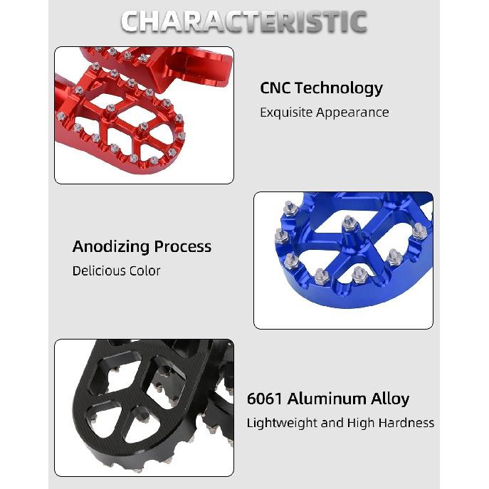 JFG RACING Dirt Bike Foot Pegs,7075 Aluminum CNC Pedals Rests For Surron Light Bee X And S/E Ride Pro S SS SR/CRF150F CRF230F 03-19/CRF250F