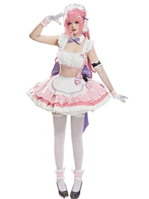 Miccostumes Косплей костюм горничной Розовый топ на бретельках Юбка Аниме Игра Взрослые Женщины