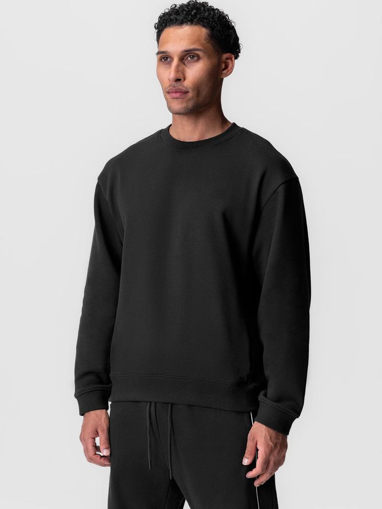 Fleece Lined Crewneck Sweatshirt Unisex Solid Color Drop Shoulder Warm Pullover Silver Fox Velvet Fall Winter
