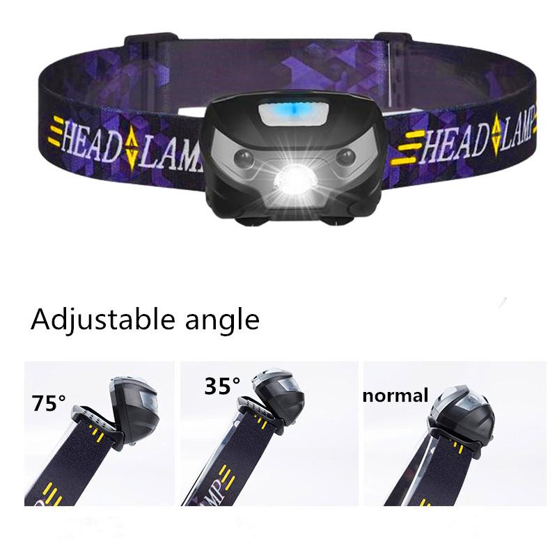 Светодиодный USB мини-портативный перезаряжаемый налобный фонарь с датчиком движения тела, головной свет, уличный фонарик для кемпинга