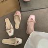 Half Slippers 2024 New Flat-bottomed Bag Head Slippers Fairy Style Single Shoes Wearing Sandals Pink Muller Women's Shoes