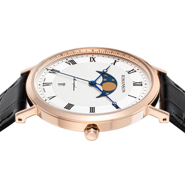 Romanson Мужские кожаные часы Moon Phase RWTLFM1B2400RGSI0 + подарочный пакет
