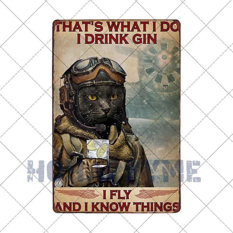 Funny Cat Vintage Metal Sign Plates Decoration House Painting Living Room Pet Shop Poster Wall Retro Decor Art Plaques 20×30cm