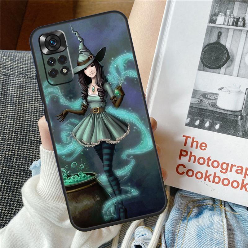 Чехол-страшилка Хэллоуинская Лунная Ведьма для Xiaomi Redmi Note 12 10 9 11 Pro 9S 10S 11S 12S Чехол для Redmi 12 9C 10C 12C 13C