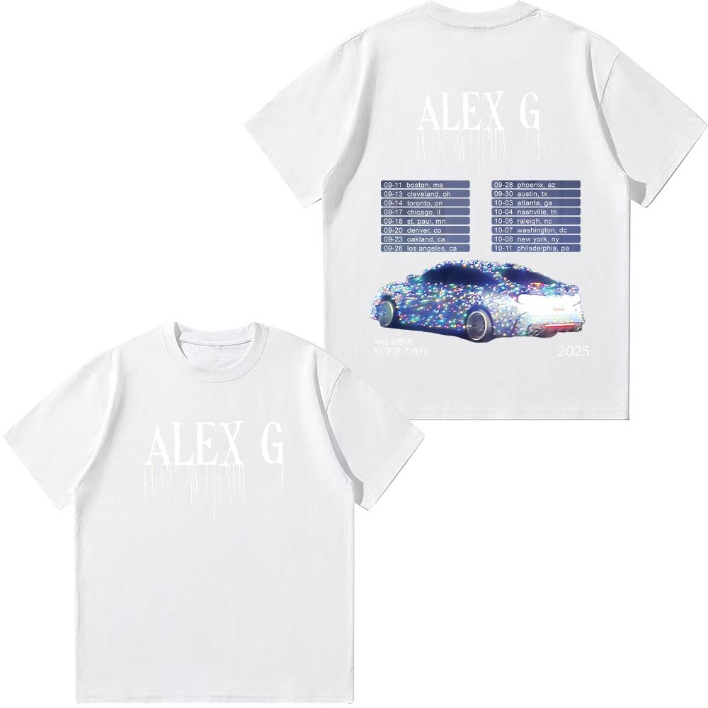 Alex G Artist Tour 2025 Футболки Красочные Модные Футболки с Графическим Принтом Летние Женские Повседневные Топы Унисекс Винтажные Хлопковые Футболки Y2K