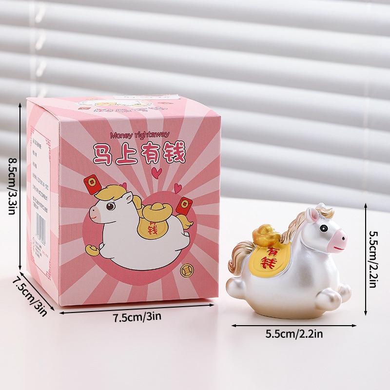 Horse Year Miniature Ornaments Zodiac Cartoon Lucky Pony Diy Car Decoration Spring Festival Office Desktop Decor Ornaments