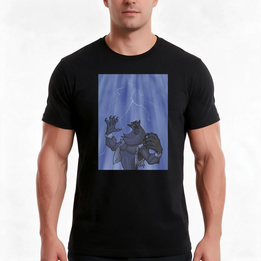 Badass Werewolf Roaring In Lightning Tshirt Summer Casual Cotton Tee Oversized Streetwear Tops Vintage Graphic Print
