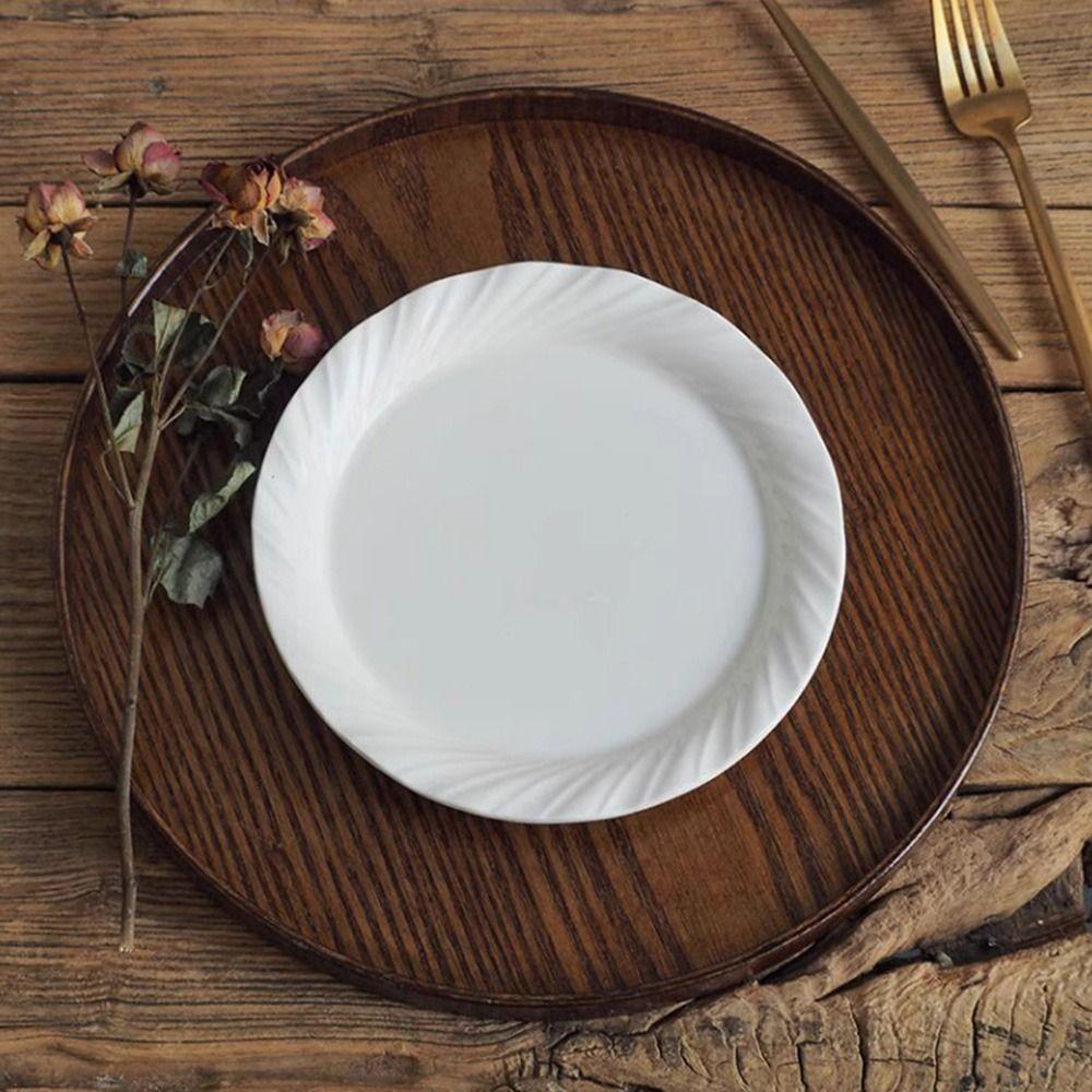 Round Serving Tray 21/24/27/30/33cm Decorative Tray Vintage Wood Platte  Breakfast Dinner