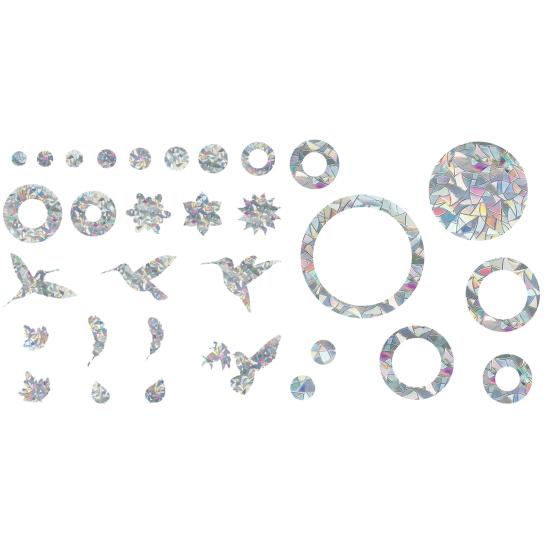 2 листа наклеек на окна, глянцевые декоративные колибри/листья/перья, универсальные, статическое стекло