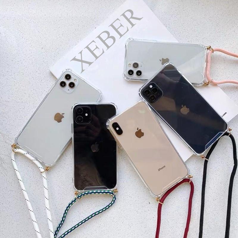Crossbody Necklace Cord Lanyards Transparent Soft Phone Case For iPhone 17 16 15 12 14 Plus X XR 11 Pro Max 13 MiNi 13 Pro SE 3