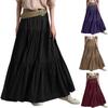 Women's Ruffle Spring Casual Maxi Dress Plain Skirt Retro  Pleated Skirt