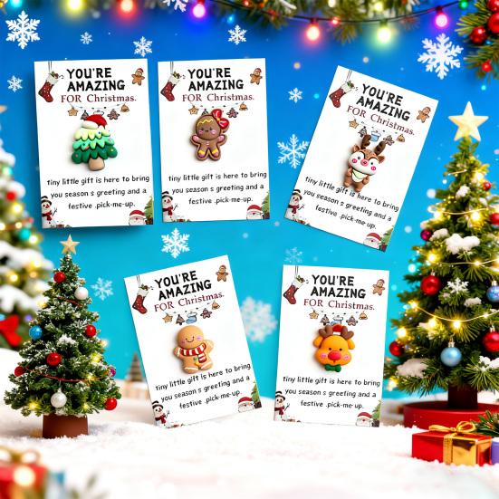 10 Sets Christmas Pocket Hug Gifts Mini Resin Positive Pocket Hug Token with Encouragement Card Appreciation Gifts for Coworker