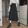 Women's High-Waist A-Line Skirt: Mid-Length, Solid Colors, Beige or Black, Year-Round Wear