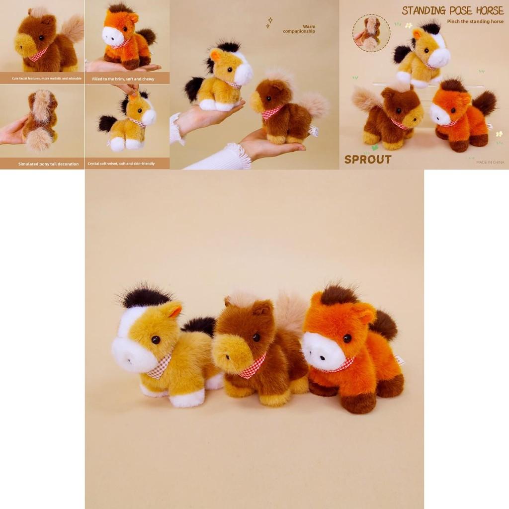 Милый клетчатый шарф Пони Плюшевая игрушка Кукла Настольное украшение Орнамент Для детей и Детский подарок