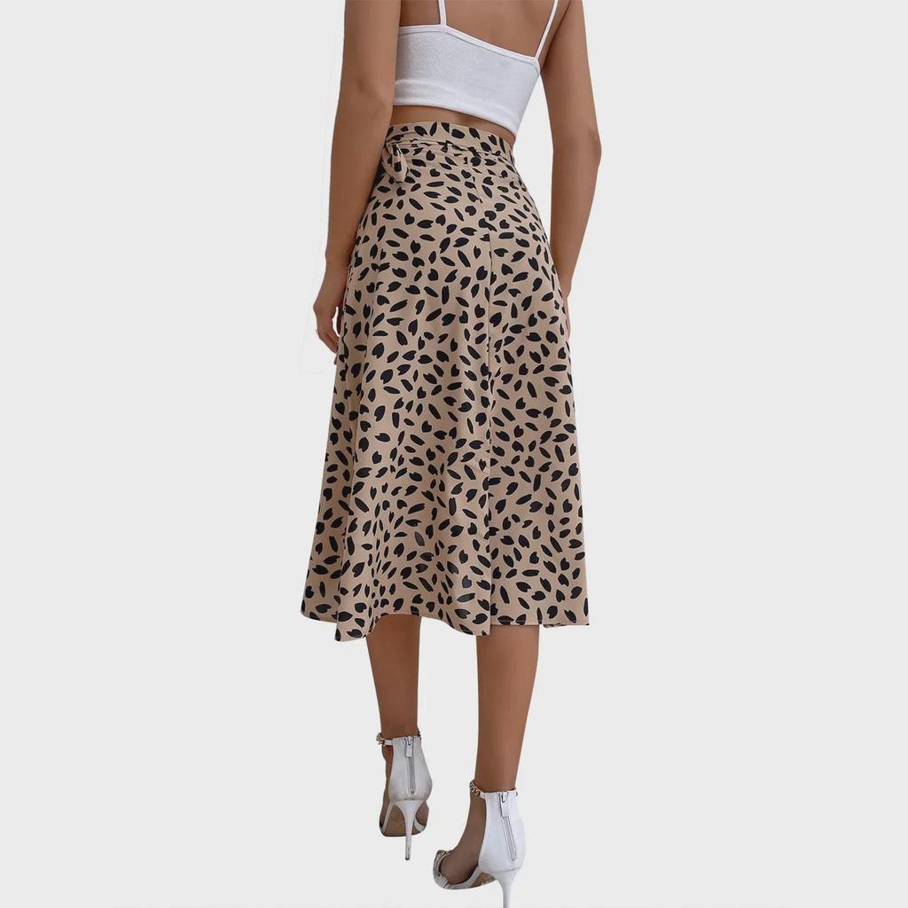 Women's European and American INS Casual Polka Dot Slit Skirt - Versatile and Trendy