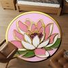 1pc Lotus Flower Round Chair mat office Area Rug - Non-Slip, Floor Mat for Office, Bedroom, Ideal home decor gift p0105069